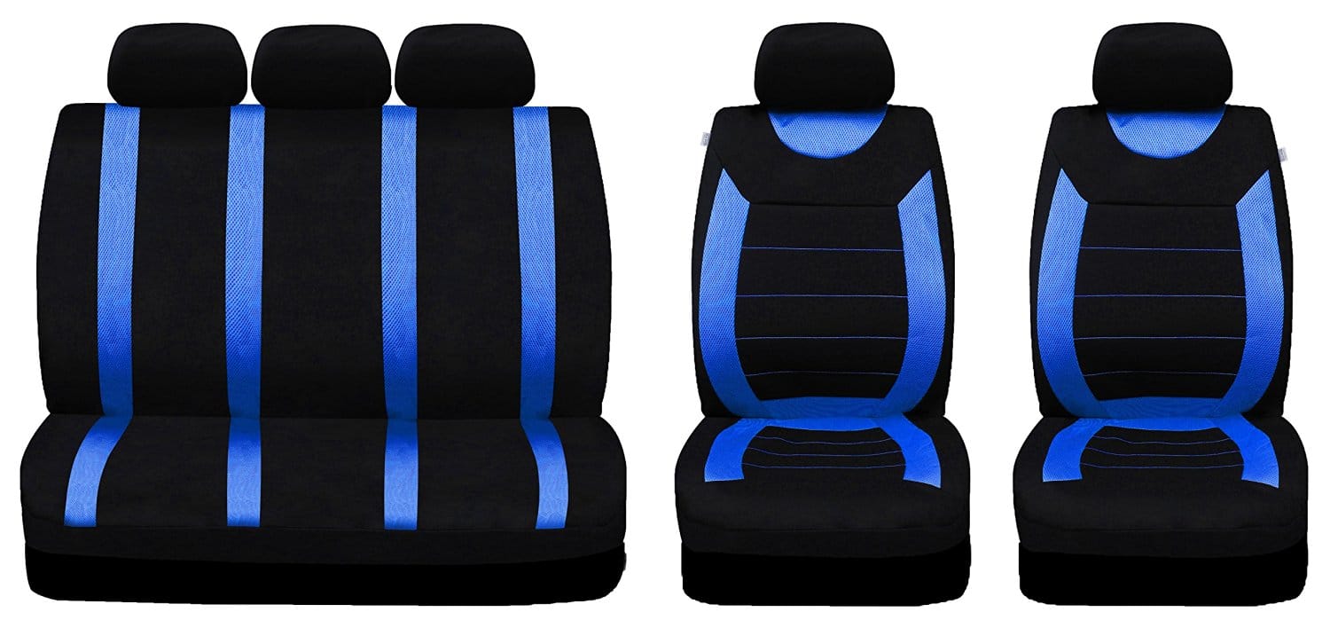 Set of 8 Pcs Soft Plush Velour xtremeauto XA_brand_exec1 Front & Rear Car Seat Covers Black Grey 