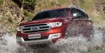 2018 Ford Endeavour red color in water river cross images hd wallpaper