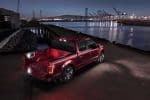 2017 Ford F-150 in night red color background city lights hd wallpaper