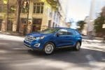 2018 Ford Edge SUV blue color on road in city widescreen ultra hd wallpaper