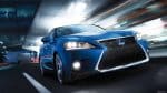 2017 Lexus CT fsport blue color on road in night lights background hd wide wallpaper