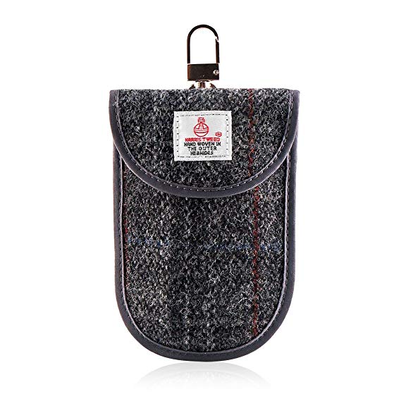 monojoy harris tweed faraday key fob signal blocker pouch