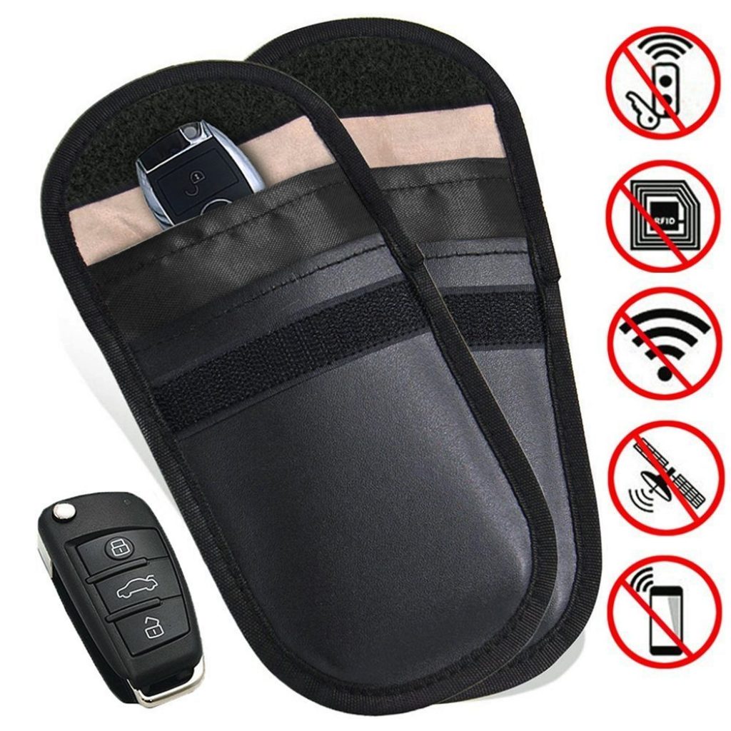 Black prevent thieves from keyless car theft Car Key RFID Signal Anti-Theft Blocker for Car Key Security Anti-Theft Remote Entry Smart Fobs Protection Faraday Bag Key Fob Upgrade Triple Protector-2 Pack Faraday Key Bag 